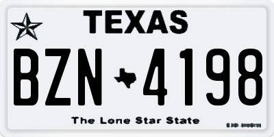 TX license plate BZN4198