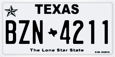 TX license plate BZN4211
