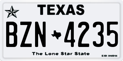 TX license plate BZN4235