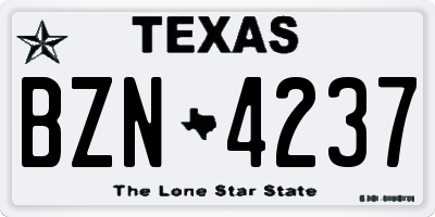 TX license plate BZN4237