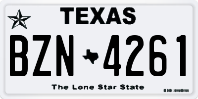 TX license plate BZN4261