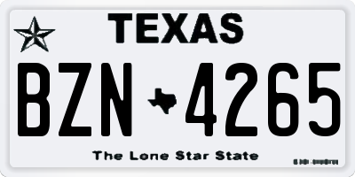 TX license plate BZN4265