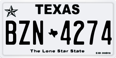 TX license plate BZN4274