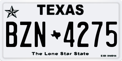 TX license plate BZN4275