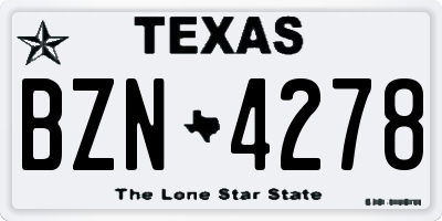 TX license plate BZN4278