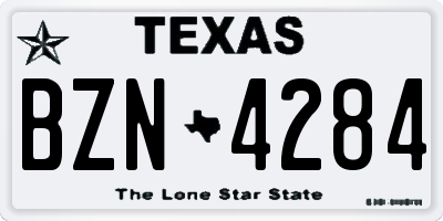TX license plate BZN4284