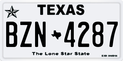 TX license plate BZN4287