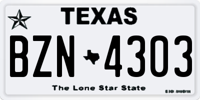 TX license plate BZN4303