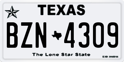 TX license plate BZN4309