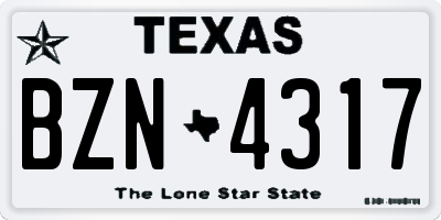 TX license plate BZN4317