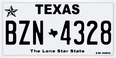 TX license plate BZN4328