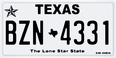 TX license plate BZN4331