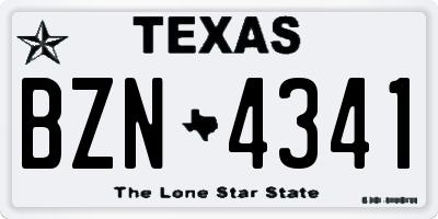TX license plate BZN4341