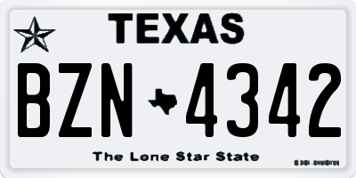 TX license plate BZN4342
