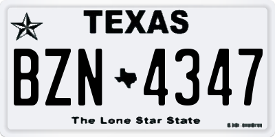 TX license plate BZN4347