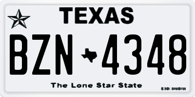TX license plate BZN4348