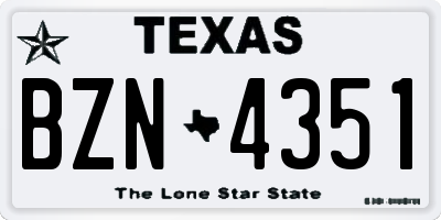 TX license plate BZN4351