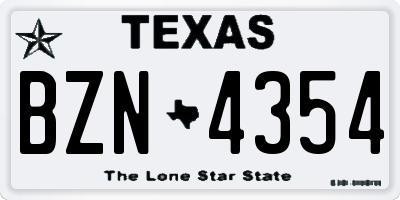 TX license plate BZN4354