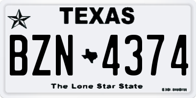 TX license plate BZN4374
