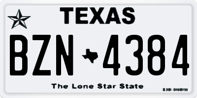 TX license plate BZN4384