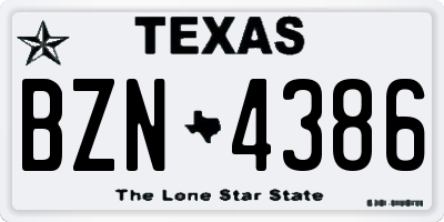 TX license plate BZN4386
