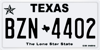 TX license plate BZN4402