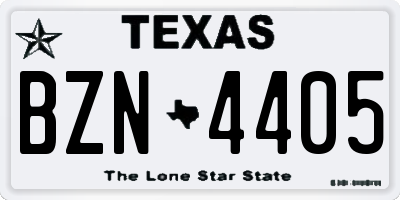 TX license plate BZN4405