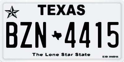 TX license plate BZN4415