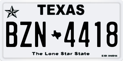 TX license plate BZN4418