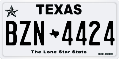 TX license plate BZN4424