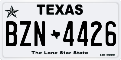 TX license plate BZN4426