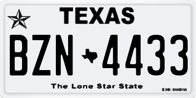 TX license plate BZN4433