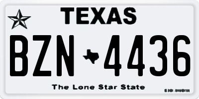 TX license plate BZN4436