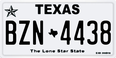 TX license plate BZN4438