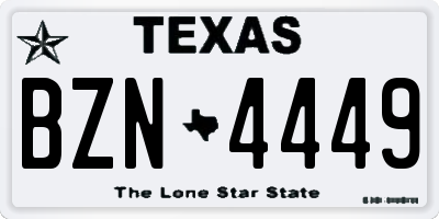 TX license plate BZN4449