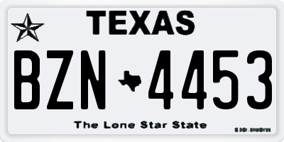 TX license plate BZN4453