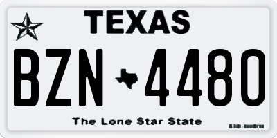 TX license plate BZN4480
