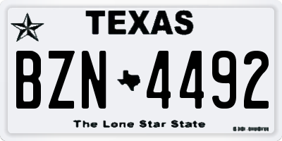 TX license plate BZN4492