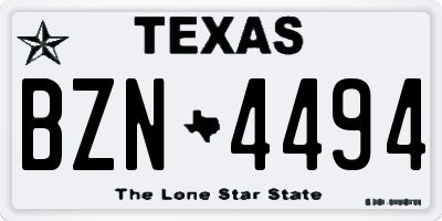 TX license plate BZN4494