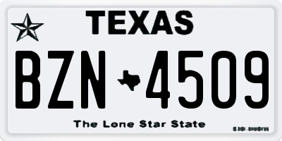 TX license plate BZN4509