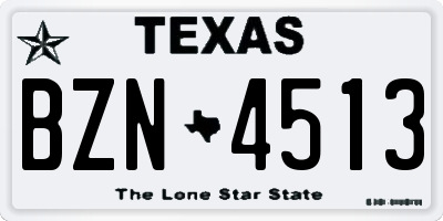 TX license plate BZN4513