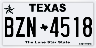 TX license plate BZN4518