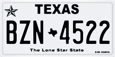 TX license plate BZN4522