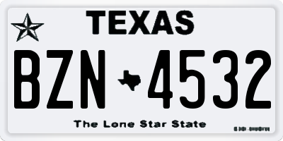 TX license plate BZN4532