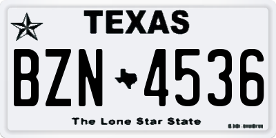 TX license plate BZN4536
