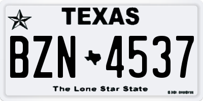TX license plate BZN4537