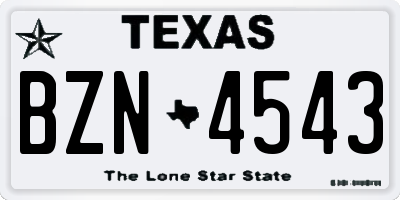 TX license plate BZN4543