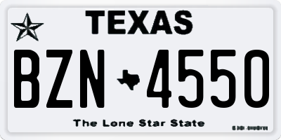 TX license plate BZN4550