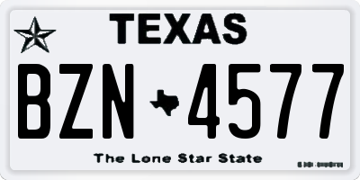 TX license plate BZN4577
