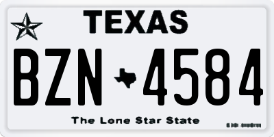 TX license plate BZN4584